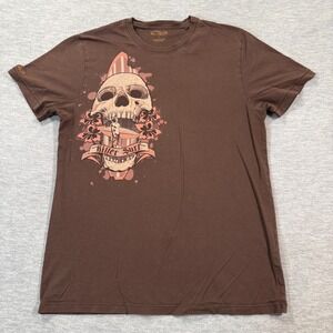 Crazy Shirts T-Shirt Men Small Brown Graphic Short Sleeve Killer Surf Skull Pima